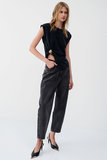Tania balloon croc-effect jeans