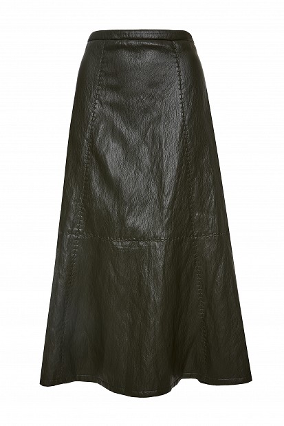 Midi leather-effect skirt