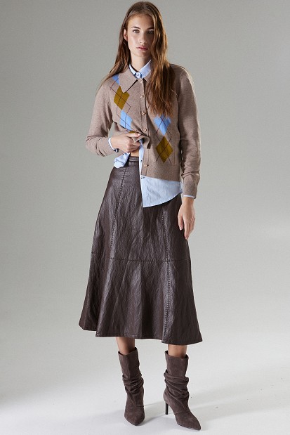 Midi leather-effect skirt