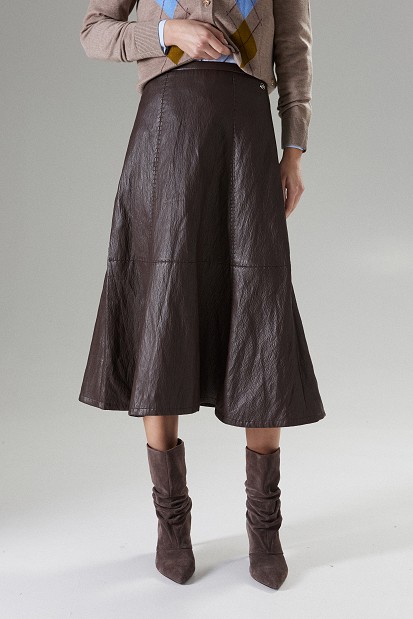 Midi leather-effect skirt