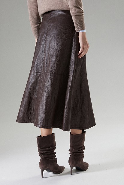 Midi leather-effect skirt