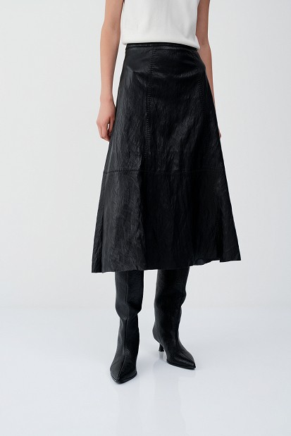 Midi leather-effect skirt