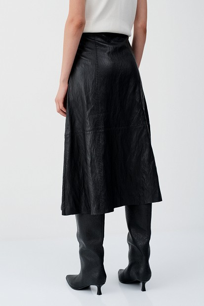 Midi leather-effect skirt