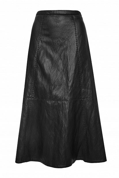 Midi leather-effect skirt