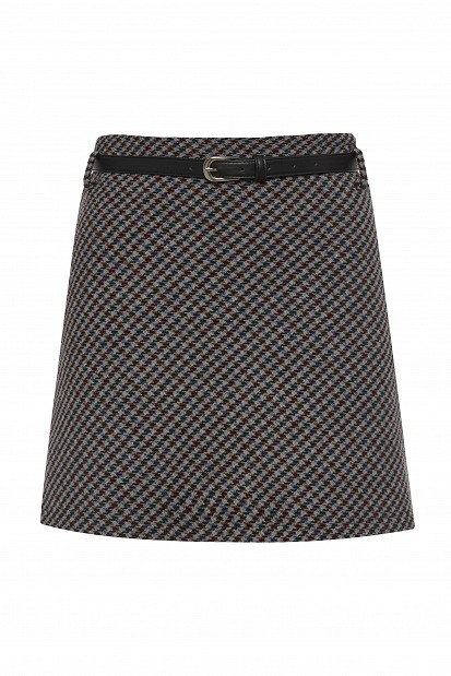 Plaid wool mini skirt