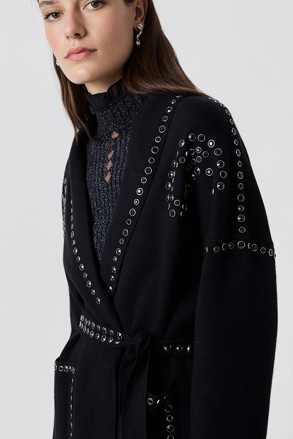 Knitted cardigan with rhinestone embellishments