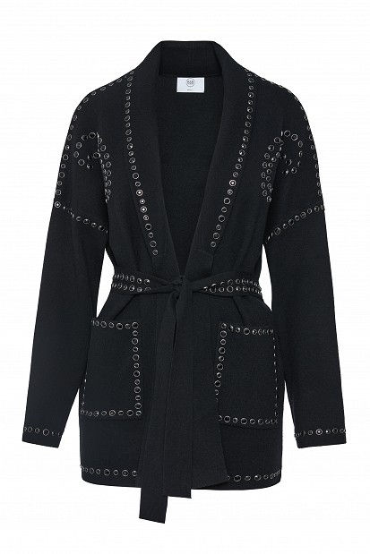 Knitted cardigan with rhinestone embellishments