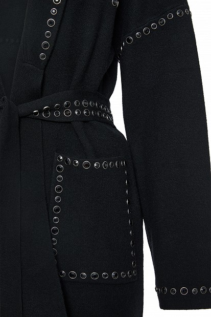 Knitted cardigan with rhinestone embellishments