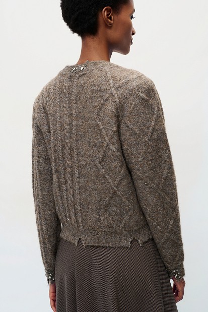 Knitted cardigan with embellished stones