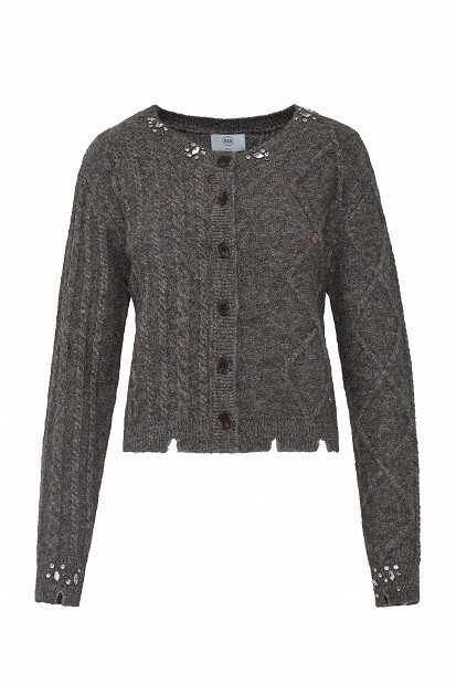 Knitted cardigan with embellished stones