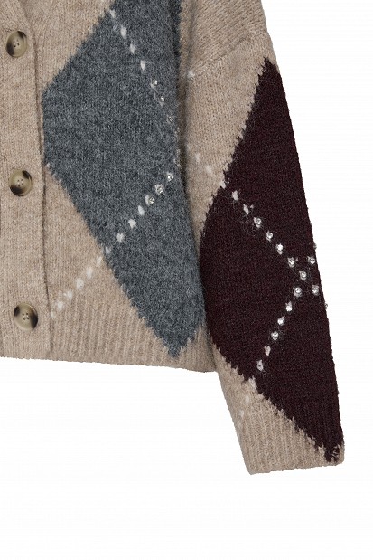 Argyle knit cardigan