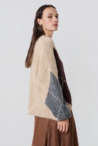 Argyle knit cardigan