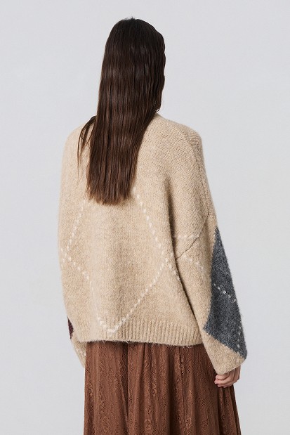 Argyle knit cardigan
