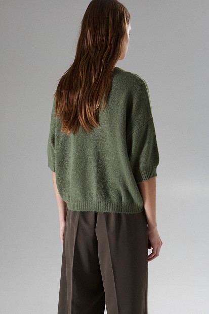 Knitted cardigan with 3/4 sleeves