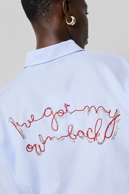 Oxford shirt with embroidered detailing on the back