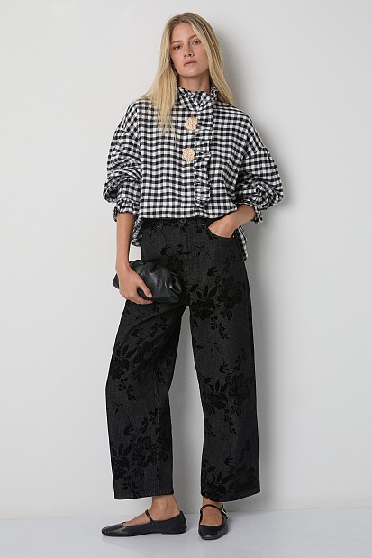 Checked shirt with ruffle details