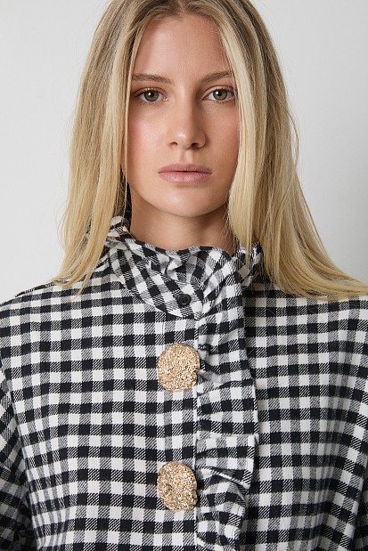 Checked shirt with ruffle details