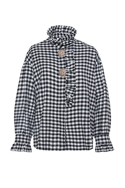 Checked shirt with ruffle details