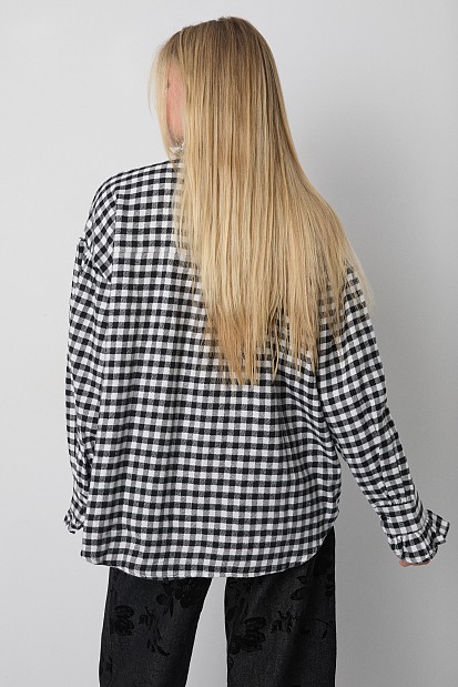 Checked shirt with ruffle details