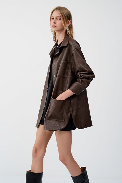 Leather-effect overshirt