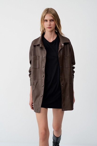 Leather-effect overshirt