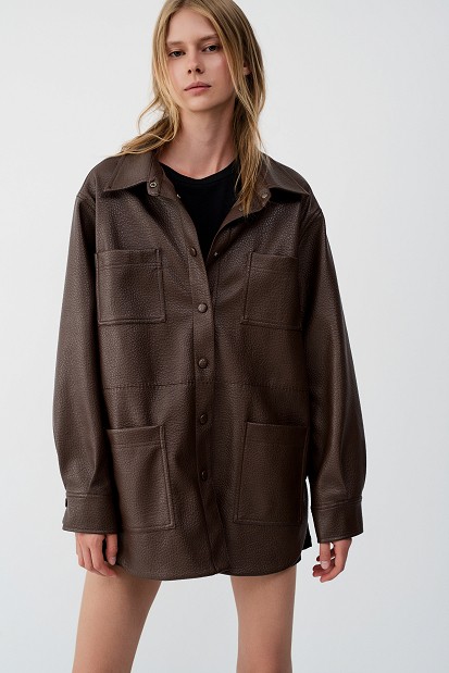 Leather-effect overshirt
