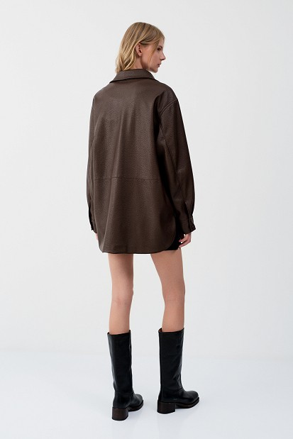 Leather-effect overshirt