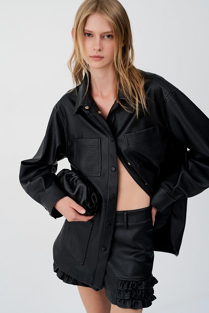 Leather-effect overshirt