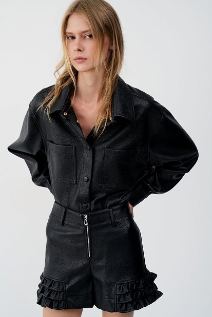Leather-effect overshirt