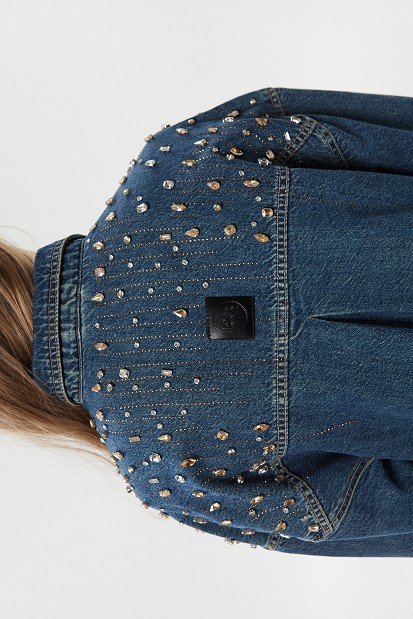 Cămașă stil jachetă din denim cu pietricele