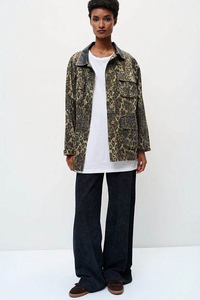 Animal print jacket with rhinestones