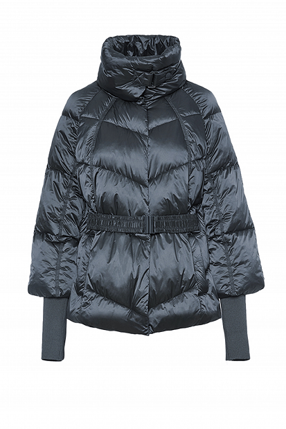 Puffer jacket with ribbed sleeves