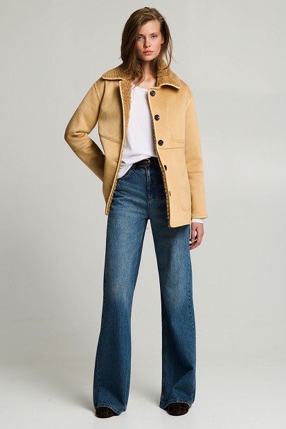 Reversible shearling jacket