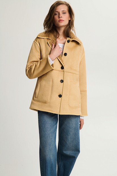 Reversible shearling jacket