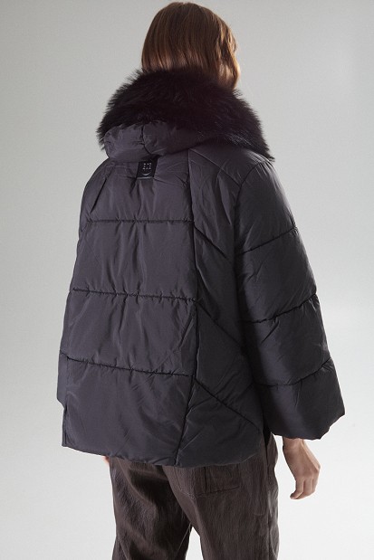 Puffer μπουφάν με γούνα