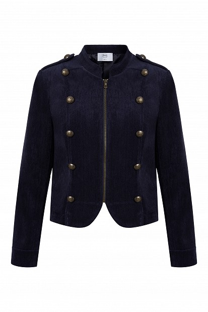 Velvet-look zip-up blazer