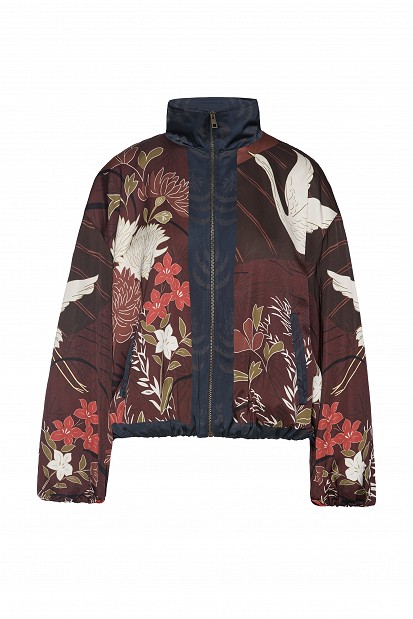 Printed bomber jacket with satin finish