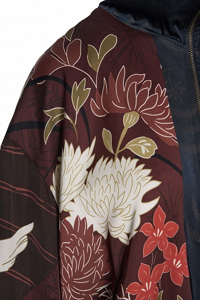 Printed bomber jacket with satin finish