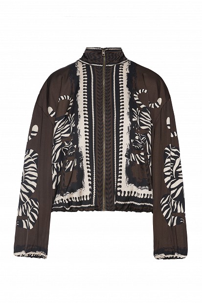 Printed bomber jacket with satin finish