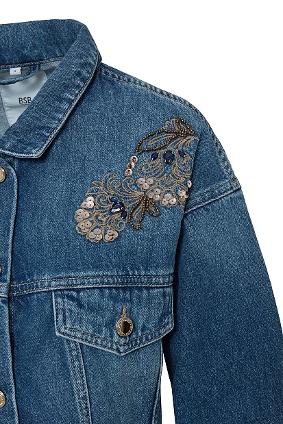Denim jacket with embroidered details