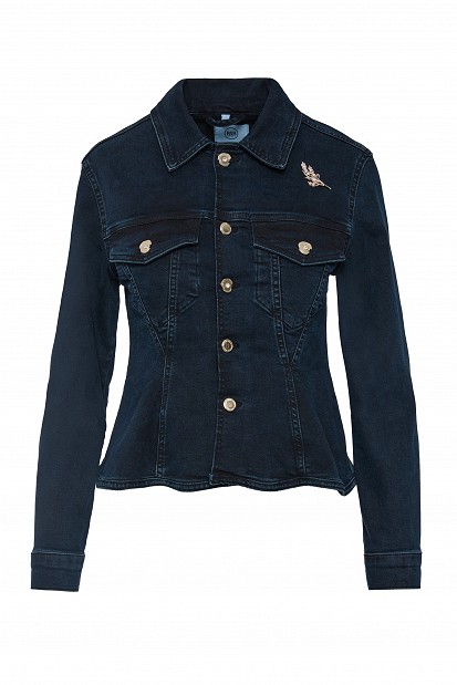 Denim jacket with decorative buttons