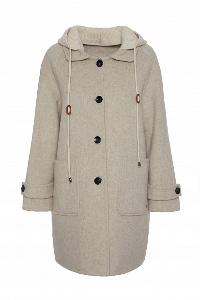 Hooded wool coat