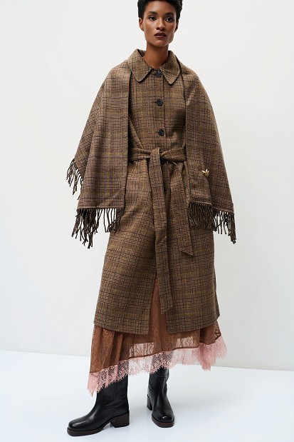 Plaid wool coat with matching scarf