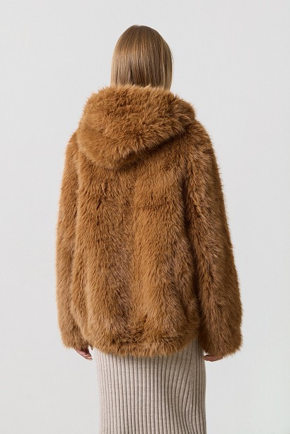 Faux fur hooded coat