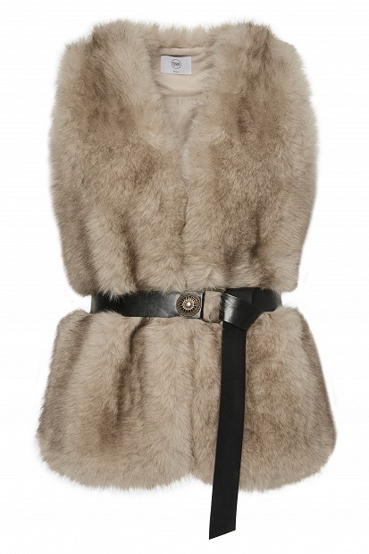 Faux fur vest with a belt