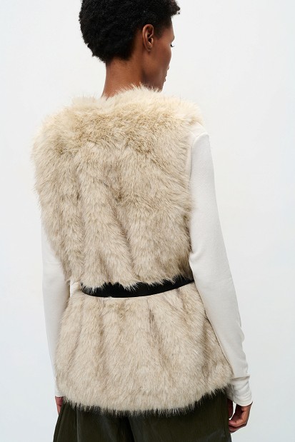 Faux fur vest with a belt