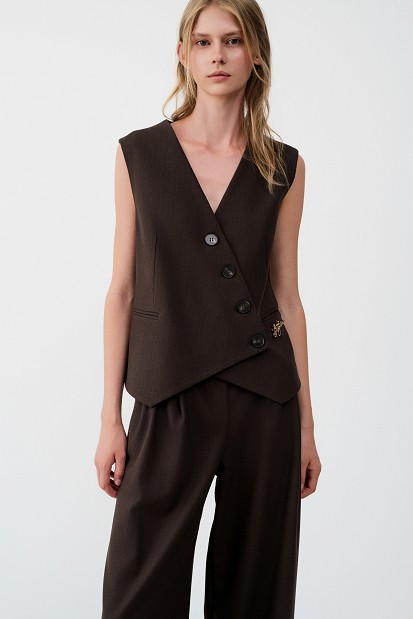 Striped double-breasted vest