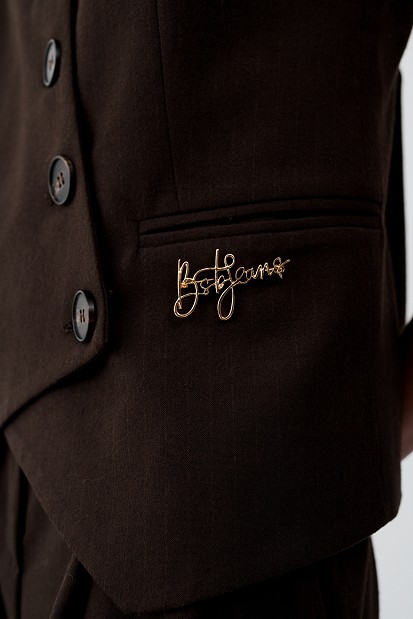 Striped double-breasted vest