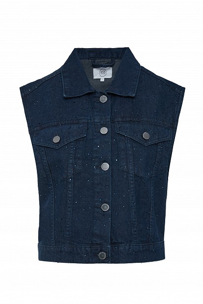 Denim vest with rhinestones