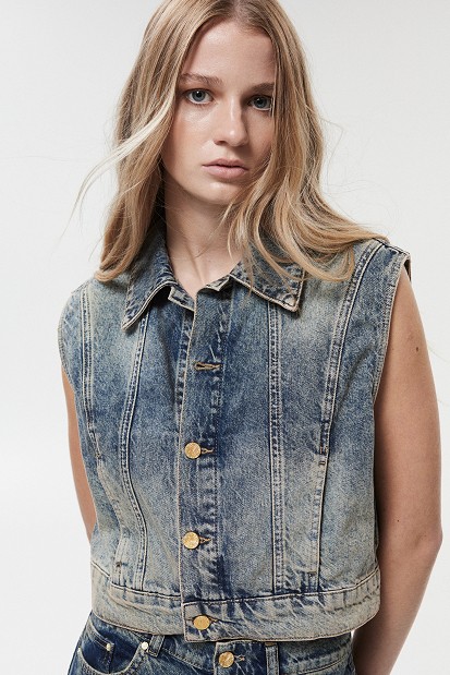 Vestă din denim cu broderie
